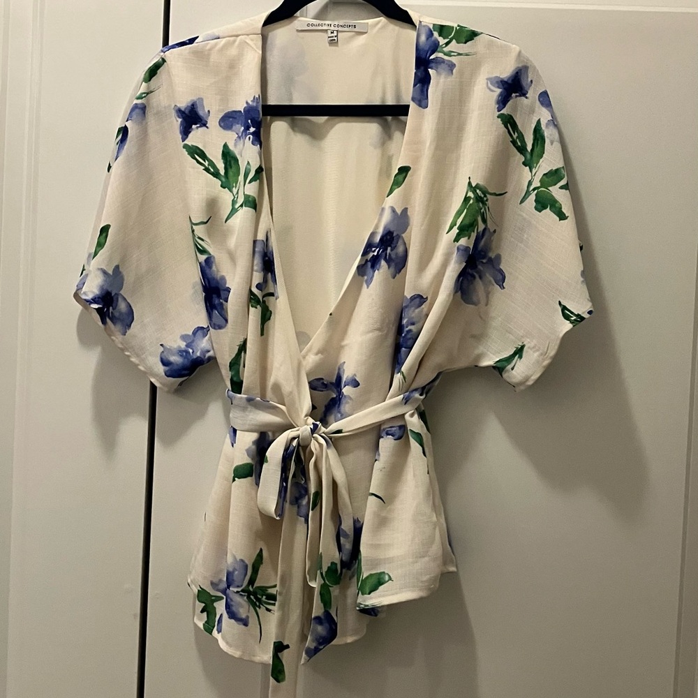 Elegant floral wrap blouse from Stitch Fix